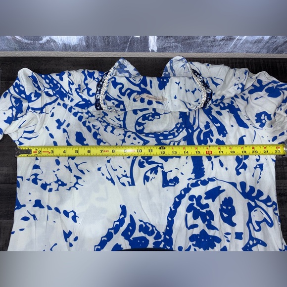 Soft Surroundings Creacendo Kaftan Mandi Dress in blue and white. Sz L - Picture 12 of 12